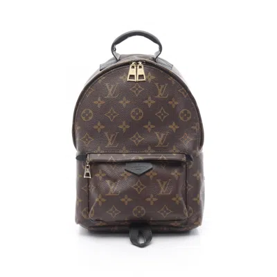 Pre-owned Louis Vuitton Black Brown Pvc Coated Canvas Leather Backpack ()