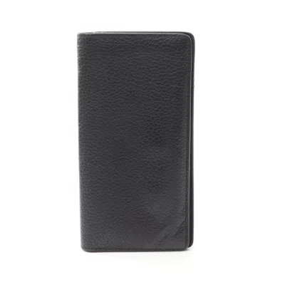 Pre-owned Louis Vuitton Black Noir Leather Long Wallet (bi-fold) ()