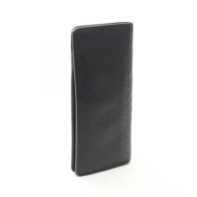Pre-owned Louis Vuitton Black Noir Leather Long Wallet (bi-fold) ()