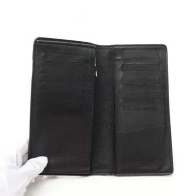 Pre-owned Louis Vuitton Black Noir Leather Long Wallet (bi-fold) ()