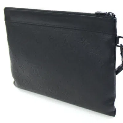 Pre-owned Louis Vuitton Black Noir Monogram Shadow Clutch Bag Pochette Pouch ()