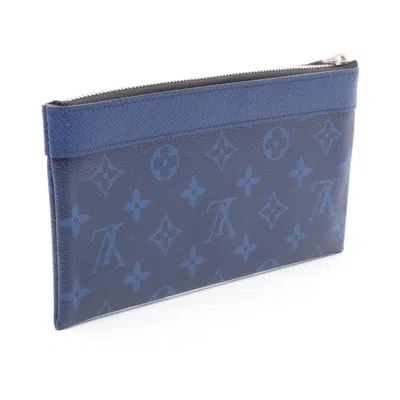 Pre-owned Louis Vuitton Blue Cobalt Navy Taigarama Coin Purse/coin Case ()