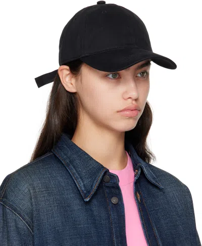 Acne Studios Black Twill Logo Cap In Neutral