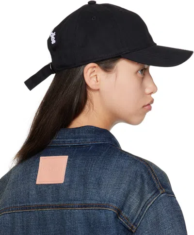 Acne Studios Black Twill Logo Cap In Neutral