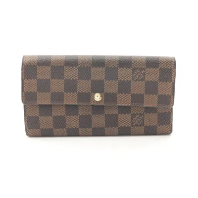 Pre-owned Louis Vuitton Brown Damier Canvas Coated Canvas Long Wallet (bi-fold) ()