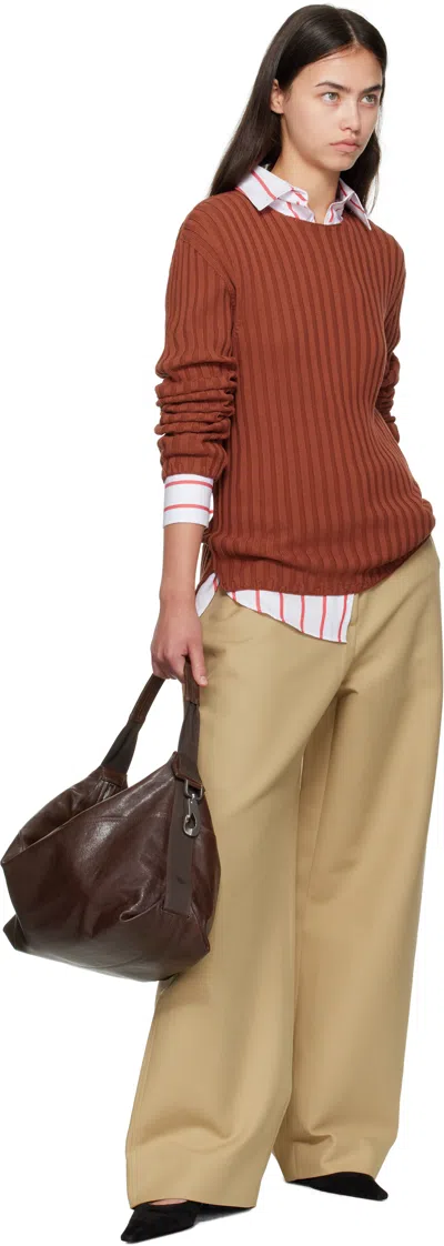 Acne Studios Orange Ribbed Crewneck Knit Sweater