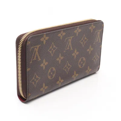 Pre-owned Louis Vuitton Brown Fuchsia Pink Pvc Coated Canvas Leather Long Wallet (bi-fold) () In Multi