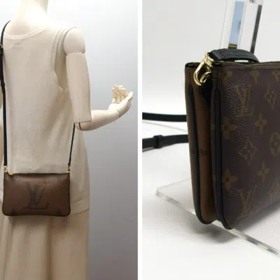Pre-owned Louis Vuitton Brown Monogram Reverse Monogram Reverse Leather Pochette Shoulder Bag ()