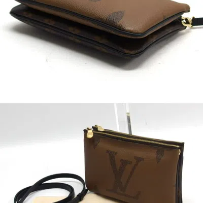 Pre-owned Louis Vuitton Brown Monogram Reverse Monogram Reverse Leather Pochette Shoulder Bag ()