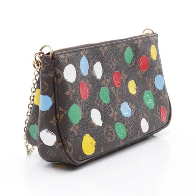 Pre-owned Louis Vuitton Brown Multi-color Monogram Pvc Coated Canvas Leather Pochette Shoulder Bag ()