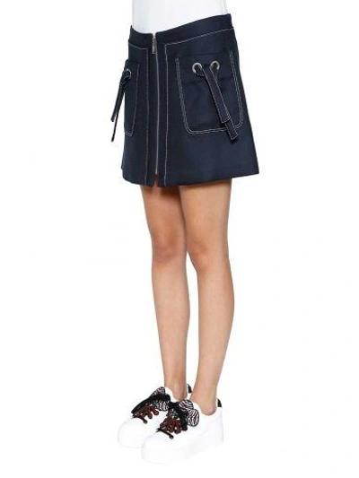 Shop Kenzo Zipped Skirt In Bleu Nuit
