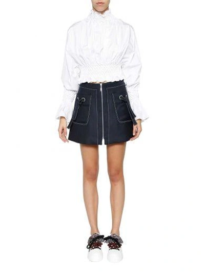 Shop Kenzo Zipped Skirt In Bleu Nuit