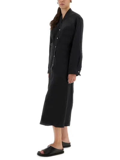 Studio Nicholson Long Sleeve Midi Length Dress In Black