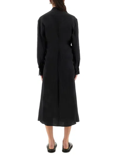 Studio Nicholson Long Sleeve Midi Length Dress In Black