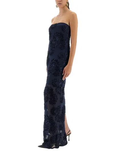 Rotate Birger Christensen 3d Mesh Long Dress In Black