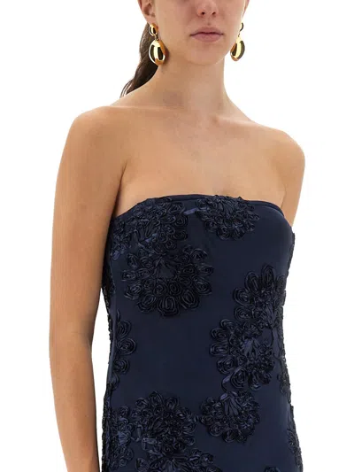 Rotate Birger Christensen 3d Mesh Long Dress In Black