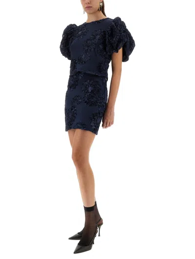 Rotate Birger Christensen 3d Floral-mesh Mini Skirt In Black