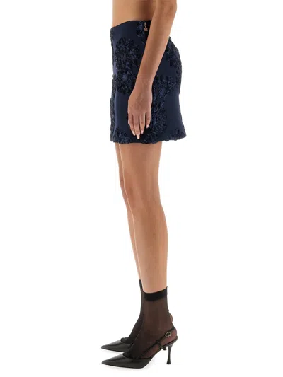 Rotate Birger Christensen 3d Floral-mesh Mini Skirt In Black