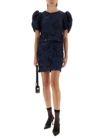 Rotate Birger Christensen 3d Mesh Tops. In Blue