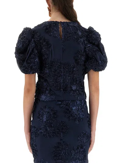 Rotate Birger Christensen 3d Mesh Tops. In Blue