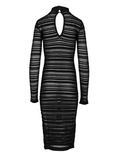 Federica Tosi Abito Midi Viscosa Con Trasparenze Dresses Black In Black
