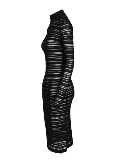 Federica Tosi Abito Midi Viscosa Con Trasparenze Dresses Black In Black