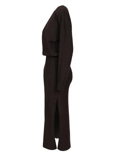 P.a.r.o.s.h Abito Midi In Maglia Dresses Brown In Black