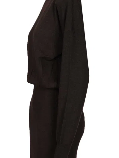 P.a.r.o.s.h Abito Midi In Maglia Dresses Brown In Black