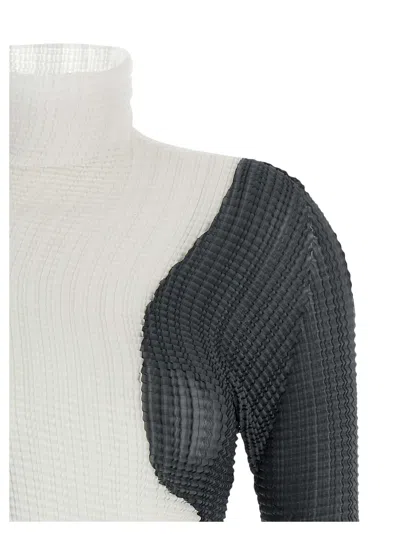 Issey Miyake Abstract Tint Pleats Blouse In White