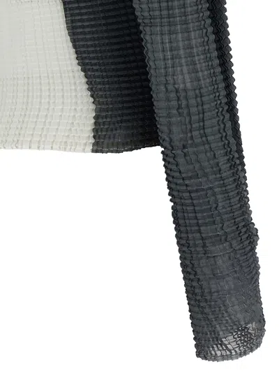 Issey Miyake Abstract Tint Pleats Blouse In White