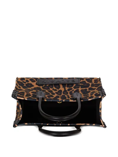 Balmain B-army Shopper Shoulder Bag In Leopard-print Canvas In Black