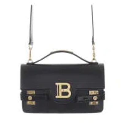 Balmain Bbuzz 24 Shoulder Bag In Smooth Leather In Black