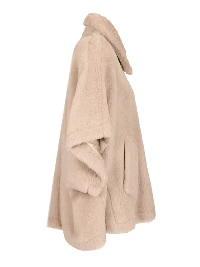 Max Mara Alpaca And Wool Teddy Cape Scarves And Foulards Beige In Neutral