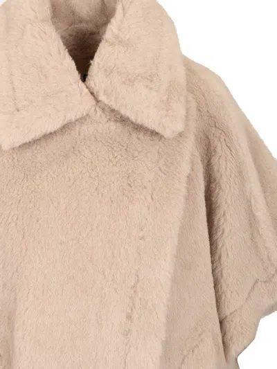 Max Mara Alpaca And Wool Teddy Cape Scarves And Foulards Beige In Neutral