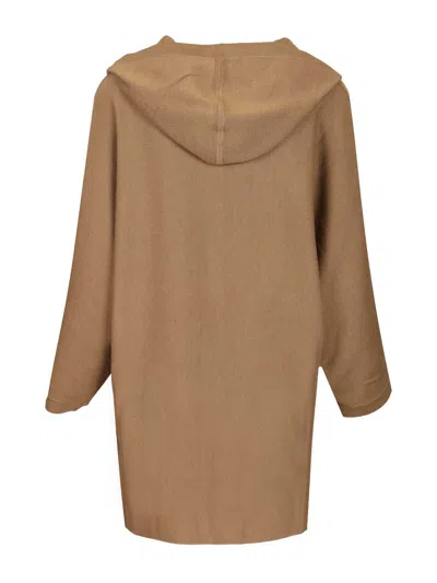 Max Mara Aster Wool Cardigan Drawstrings On Sleeves Knitwear Brown In Brown