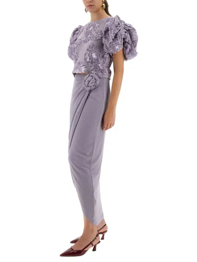 Rotate Birger Christensen Asymmetrical Skirt With Dictation In Purple