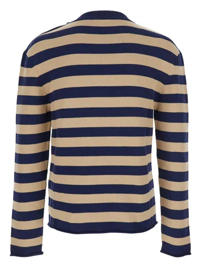 Balmain Embroidered Logo Cotton Sweater In Blue