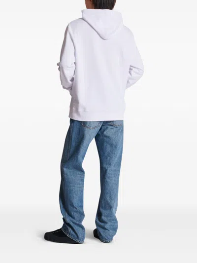 Balmain Contrasting Logo Print Cotton Hoodie In White
