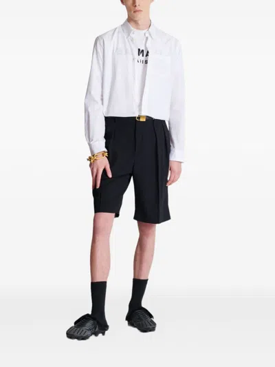 Balmain Crew Neck T-shirt With Bold Logo Detailing In White