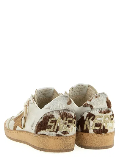 Golden Goose Ballstar Leather Upper And Toe Suede Star Horsy Cow Printed Heel And Spur Sneakers Multicolor In Neutral