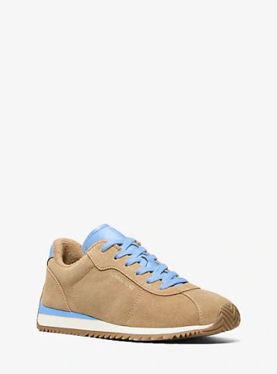 Michael Kors Rhodes Two-tone Suede Trainer In Brown