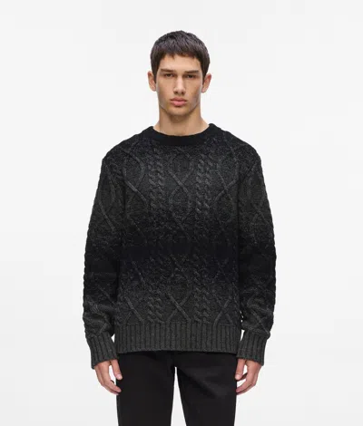 Karl Lagerfeld Cable Knit Sweater In Black