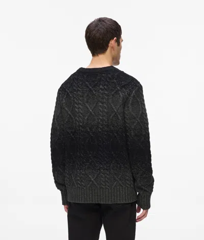 Karl Lagerfeld Cable Knit Sweater In Black