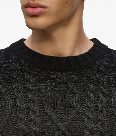 Karl Lagerfeld Cable Knit Sweater In Black