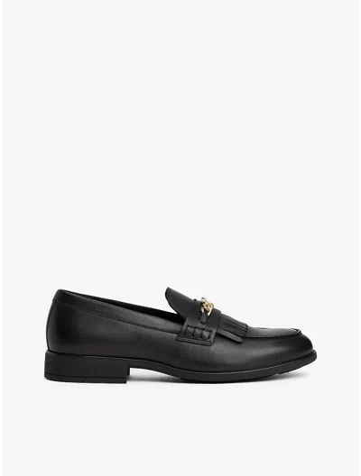 Tommy Hilfiger Fringed Chain-detailed Loafers In Black