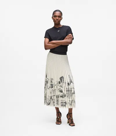 Karl Lagerfeld Paris Sketch Pleated Skirt In Black