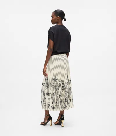 Karl Lagerfeld Paris Sketch Pleated Skirt In Black