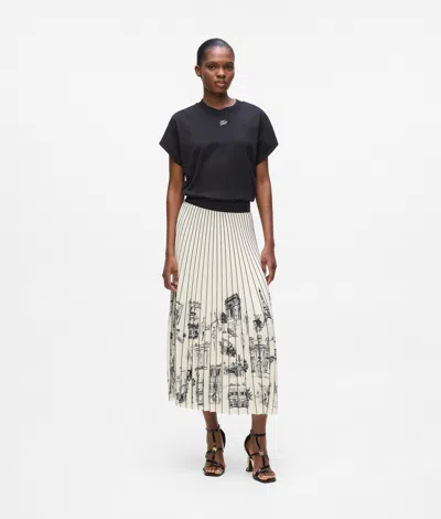 Karl Lagerfeld Paris Sketch Pleated Skirt In Black
