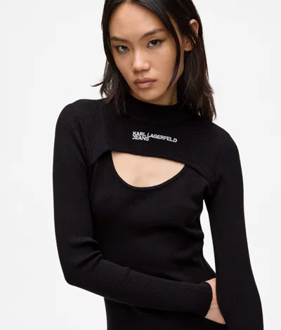 Kl Jeans Cut Out Knit Dress In Black