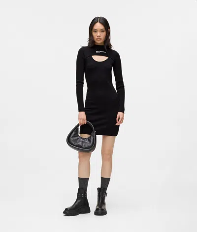 Kl Jeans Cut Out Knit Dress In Black